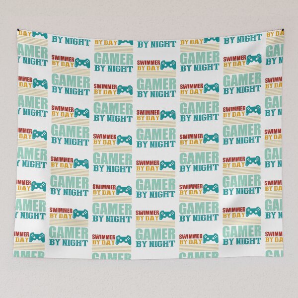 Item preview, Swimmer By Day Gamer By Night Gamer & Swimmer Retro Vintage designed and sold by roboartpixel.