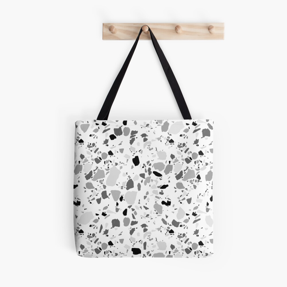 Terrazzo pattern in black and white in pencil Tote Bag