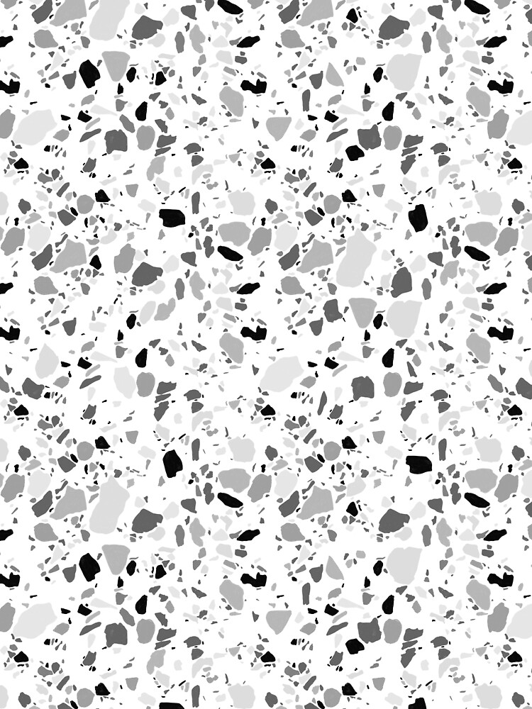 Terrazzo pattern in black and white in pencil by shoshannahscrib