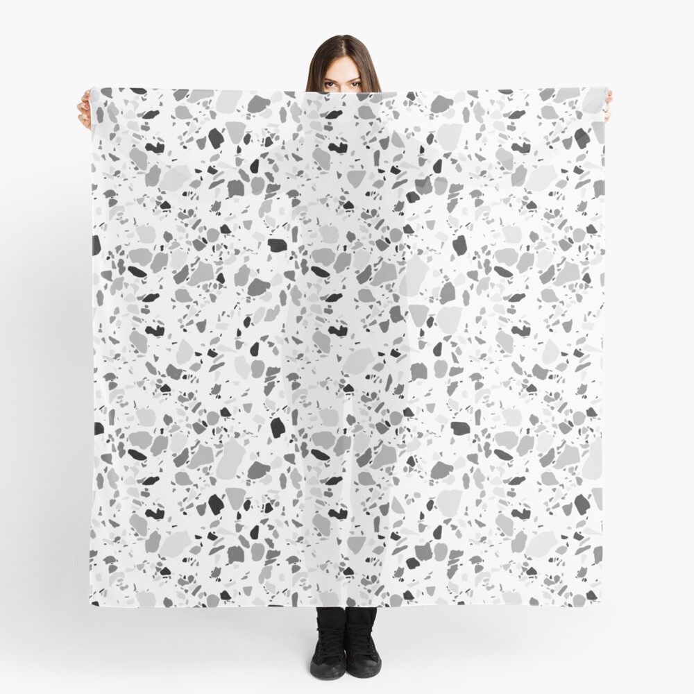 Terrazzo pattern in black and white in pencil Scarf