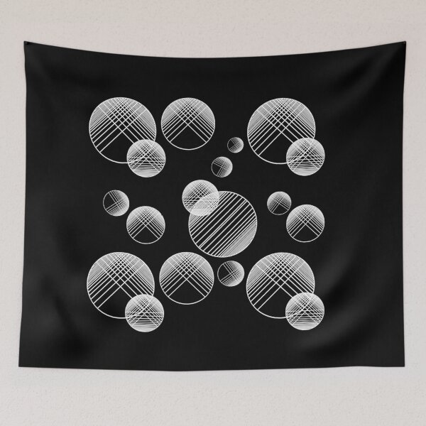 Item preview, Monochrome geometric pattern with circles and lines. Black and white designed and sold by KateQR.