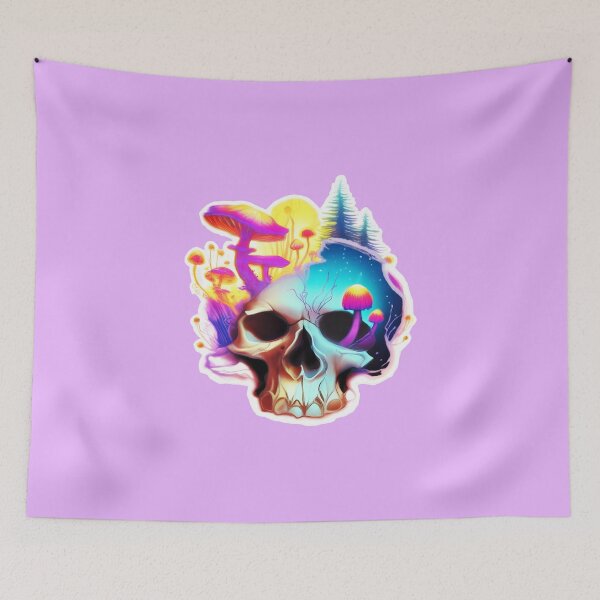 Item preview, Trippy Vibrant Mushroom Skull with Trees designed and sold by Rogue Wizard.