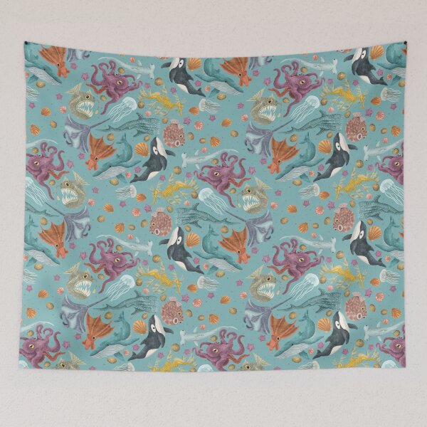 Item preview, Ocean Life Pattern Light Blue designed and sold by smoothfoxill.