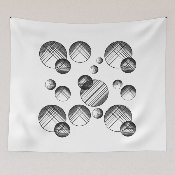 Item preview, Monochrome geometric pattern with circles and lines. Black and white designed and sold by KateQR.