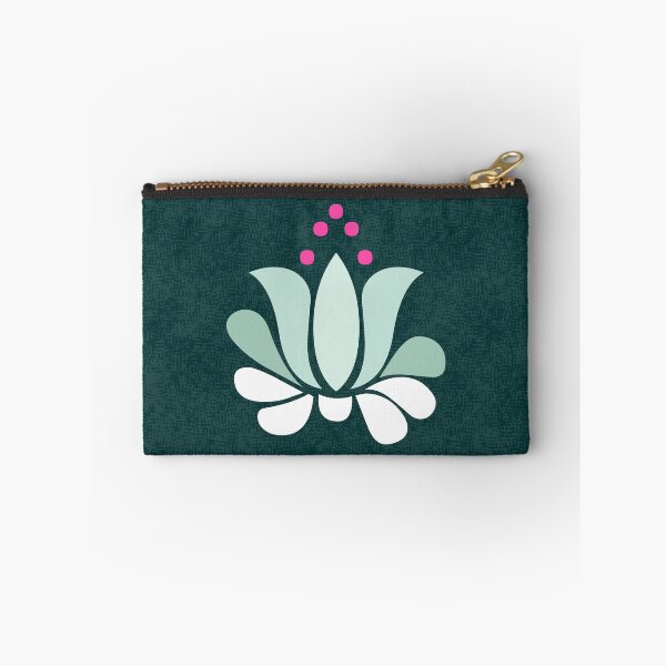 Item preview, bright lotus flowers in mint green on dark teal designed and sold by colorofmagic.