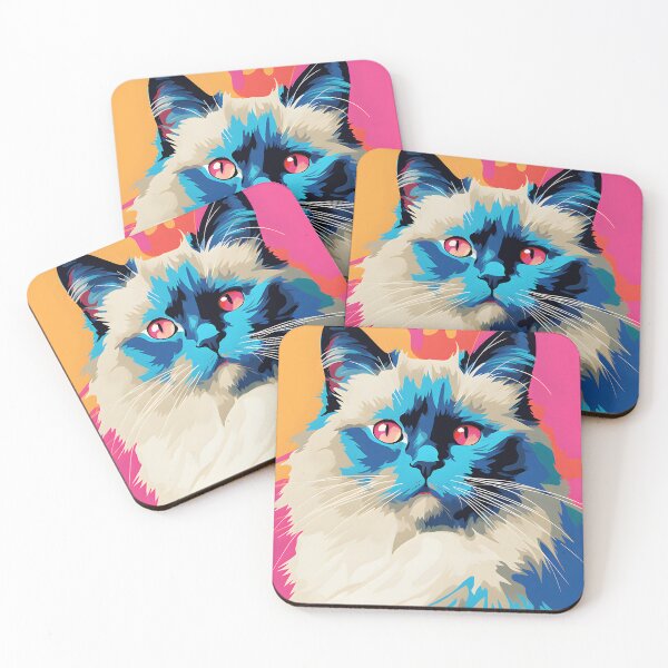 Item preview, birman cat portraits drawing. animal colorful. Animal throw pillow.  designed and sold by formform.