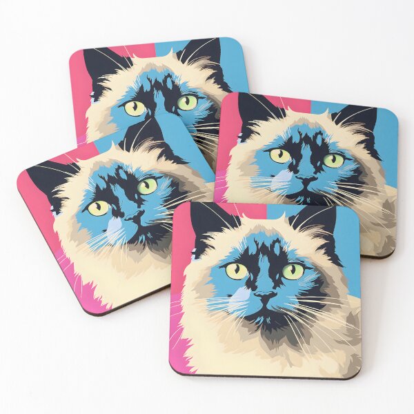 Item preview, birman cat portraits drawing. animal colorful. Animal throw pillow.  designed and sold by formform.
