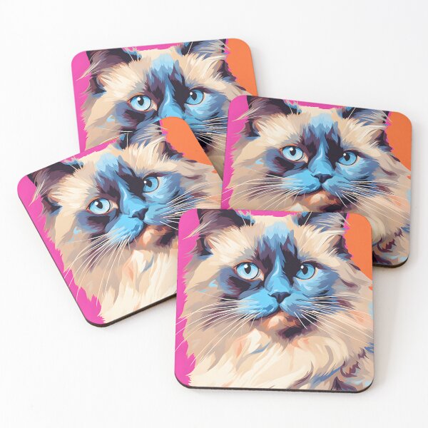 Item preview, birman cat portraits drawing. animal colorful. Animal throw pillow.  designed and sold by formform.