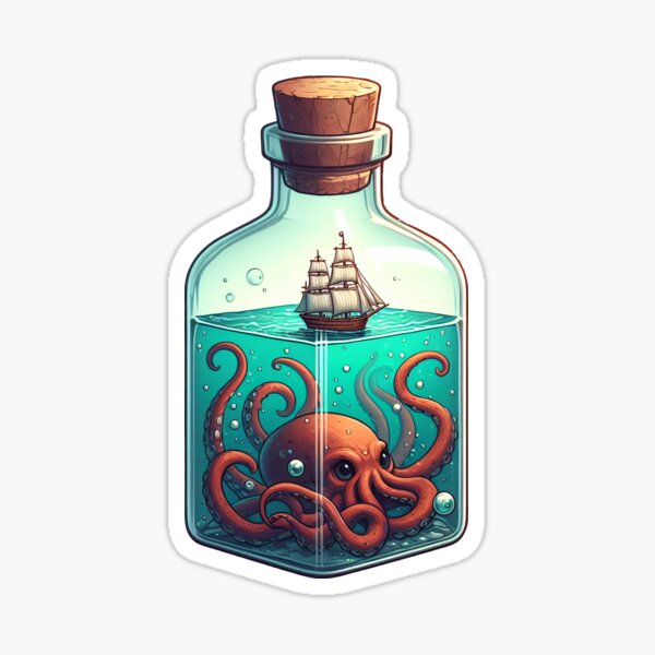 Item preview, Kraken and a Ship in a Bottle designed and sold by stickyfoot.