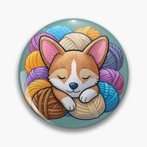 Item preview, Corgi Sleeping On The Pile of Yarn Ball Stash designed and sold by Lelijo.