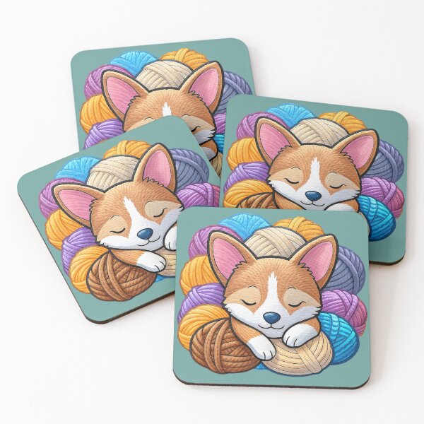 Item preview, Corgi Sleeping On The Pile of Yarn Ball Stash designed and sold by Lelijo.