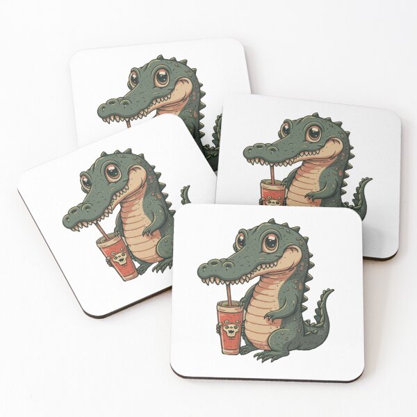Item preview, crocodile drinking red shake  designed and sold by bukajart.
