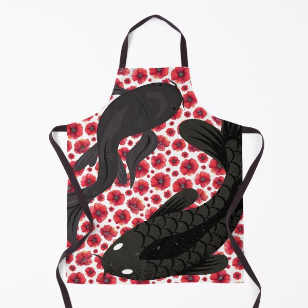 Item preview, black fish on the background of flowers designed and sold by Vilemo.