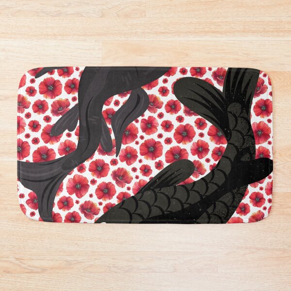Item preview, black fish on the background of flowers designed and sold by Vilemo.