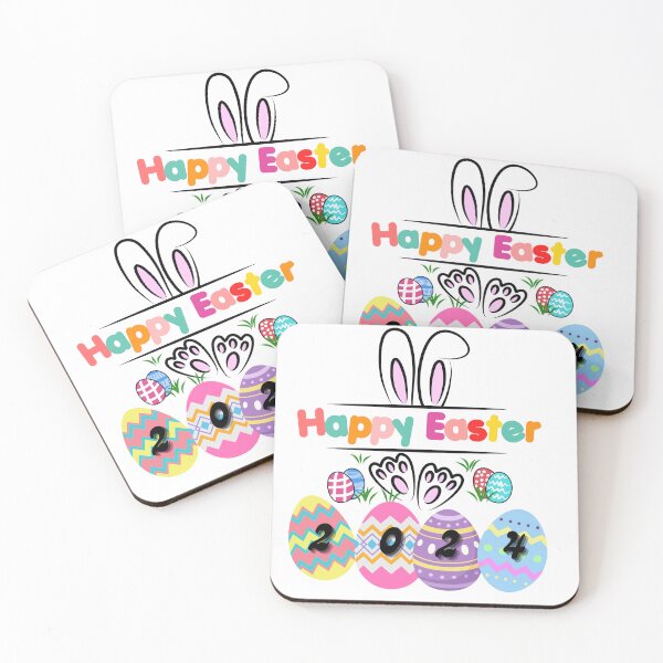 Item preview, happy easter 2024 , easter pattern , eggs, bunny, colorful, trendy designed and sold by helkav.