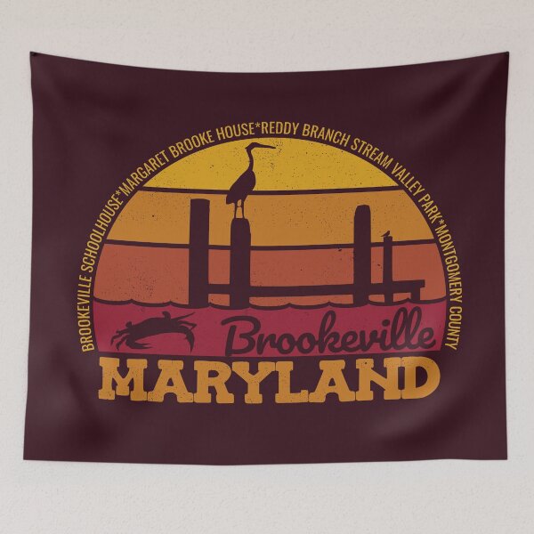 Item preview, Brookeville Maryland Sunset Retro Vintage Local Pride Logo designed and sold by CRHPOD20.
