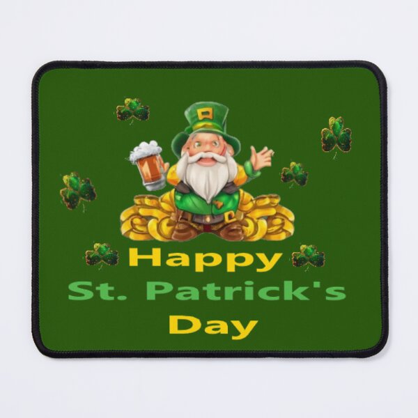 Item preview, Leprechaun with clover and text "Happy St. Patrick's Day" designed and sold by Tomasz  Siennicki.