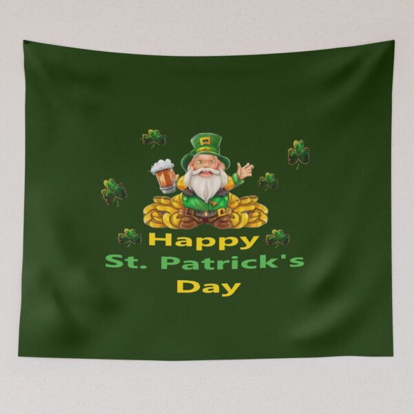 Item preview, Leprechaun with clover and text "Happy St. Patrick's Day" designed and sold by Tomasz  Siennicki.