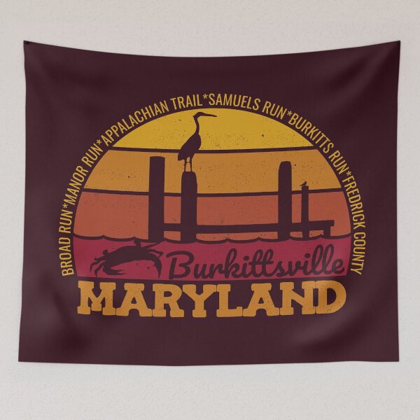 Item preview, Burkittsville Maryland Sunset Retro Vintage Local Pride Logo designed and sold by CRHPOD20.