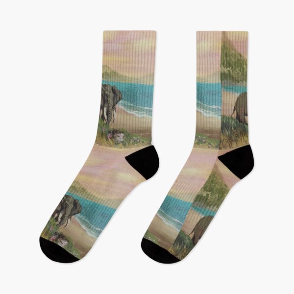 Item preview, Elephant Stroll at Sunset Beach designed and sold by vividminds-shop.
