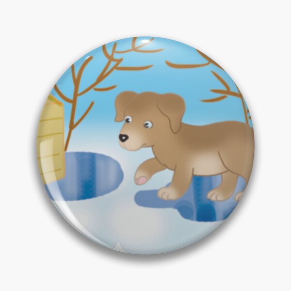 Item preview, small cartoon puppy near a doghouse in spring designed and sold by sonaadalian.