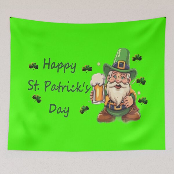 Item preview, Leprechaun with clover and text "Happy St. Patrick's Day" designed and sold by Tomasz  Siennicki.