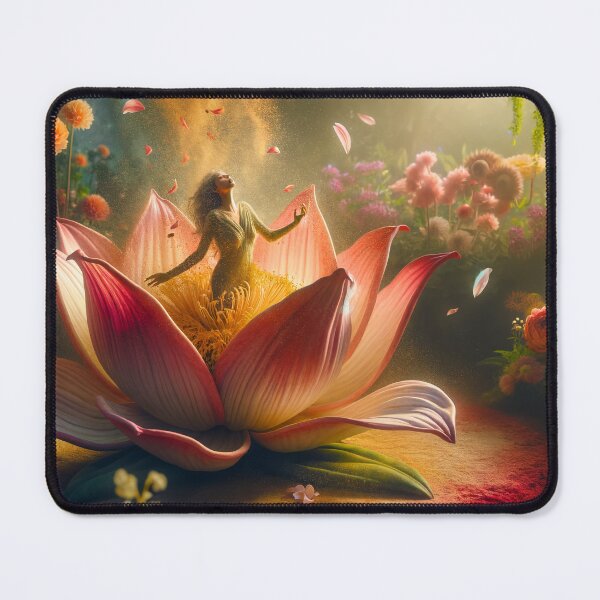 Item preview, Woman emerging from a giant flower, with pollen and petals scattering around her designed and sold by AndreaMart.