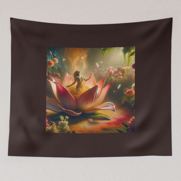 Item preview, Woman emerging from a giant flower, with pollen and petals scattering around her designed and sold by AndreaMart.