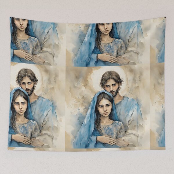 Item preview, Holy Mother and Jesus in watercolors designed and sold by bogfl.
