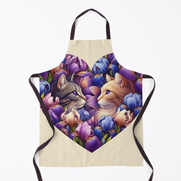 Item preview, Iris Flowers Kittens Love Heart Drawing Illustration Long Haired Cats designed and sold by CoffeeIsATrip.