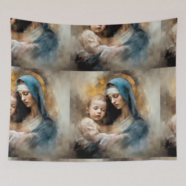 Item preview, delicate painting with Our Lady and little Jesus designed and sold by bogfl.