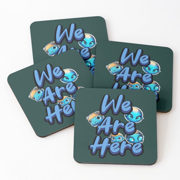 Item preview, We Are Here Blue Aliens designed and sold by TheArtOfPat.