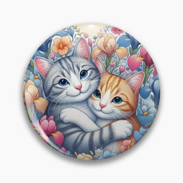 Item preview, Iris Orchids Flowers Cartoon Kittens Love Heart Drawing Illustration Cats designed and sold by CoffeeIsATrip.