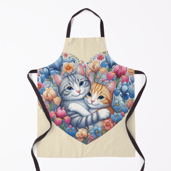 Item preview, Iris Orchids Flowers Cartoon Kittens Love Heart Drawing Illustration Cats designed and sold by CoffeeIsATrip.