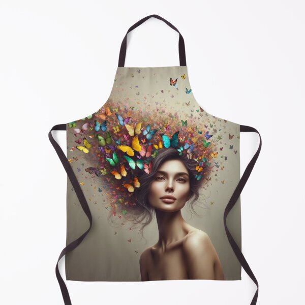 Item preview, Woman whose hair transforms into a swarm of colorful butterflies, fluttering into the surroundings designed and sold by AndreaMart.
