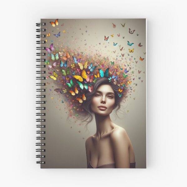 Item preview, Woman whose hair transforms into a swarm of colorful butterflies, fluttering into the surroundings designed and sold by AndreaMart.
