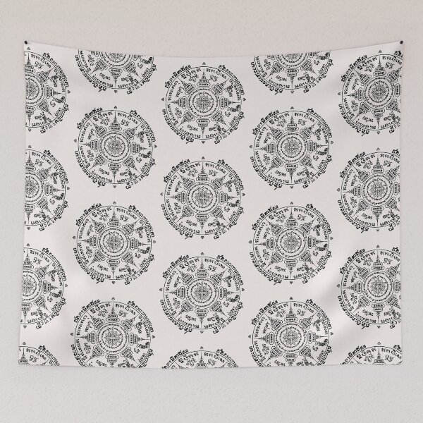 Item preview, White Round Traditional Thai tattoo designs -sak yant designed and sold by Bspaces.