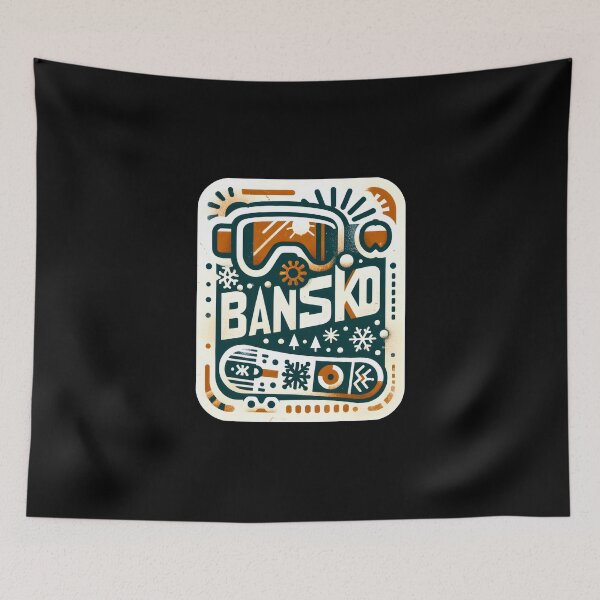 Item preview, Bansko Ski Resort Retro Art Funny Gifts designed and sold by BadhbhArt.