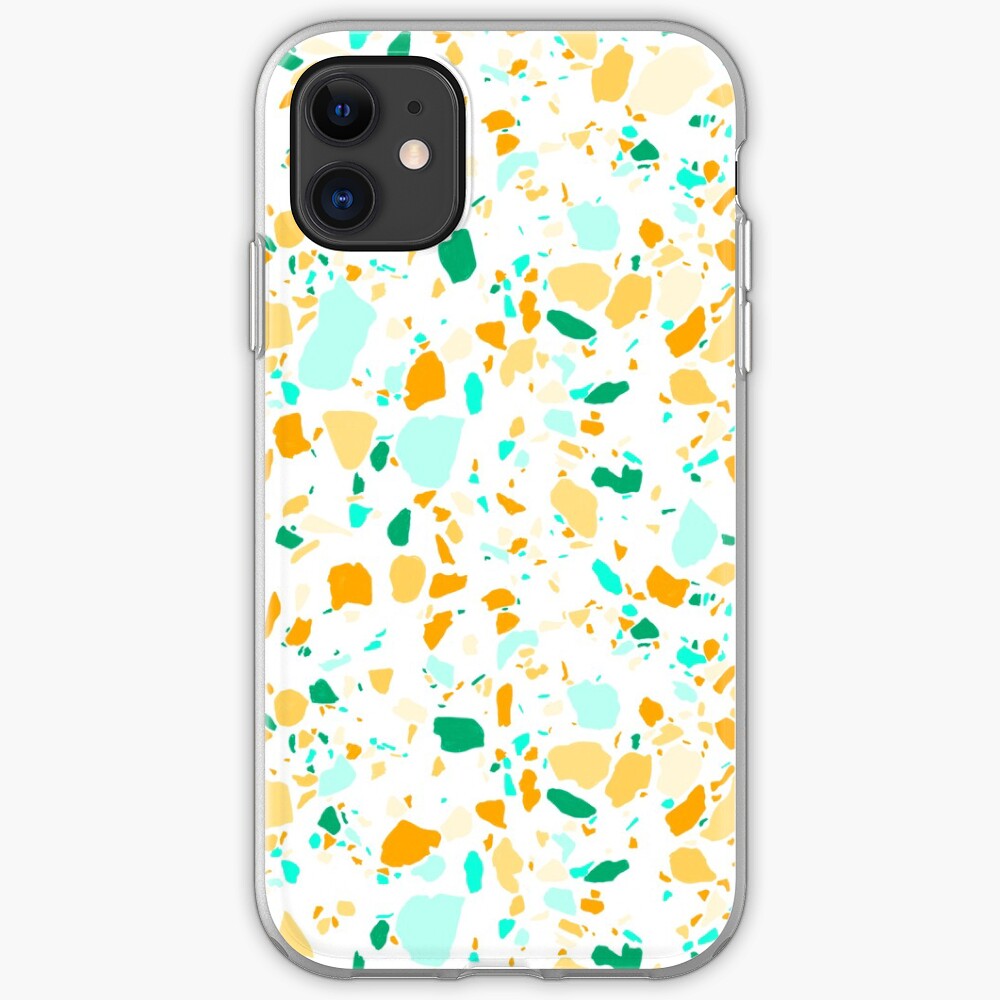 Terrazzo pattern in green and gold hand drawn iPhone Case & Cover