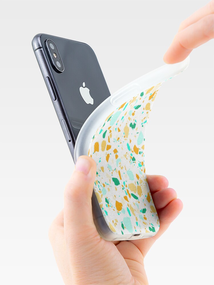 Alternate view of Terrazzo pattern in green and gold hand drawn iPhone Case & Cover