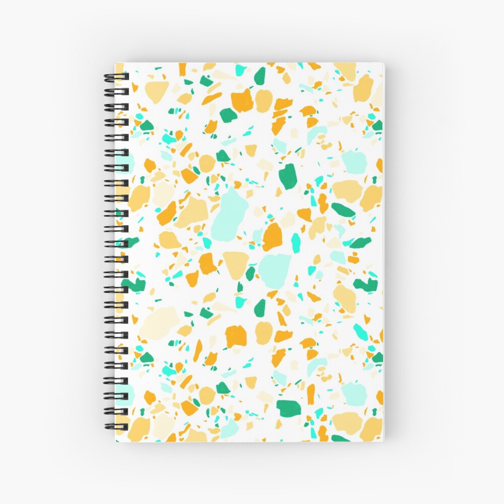 Terrazzo pattern in green and gold hand drawn Spiral Notebook