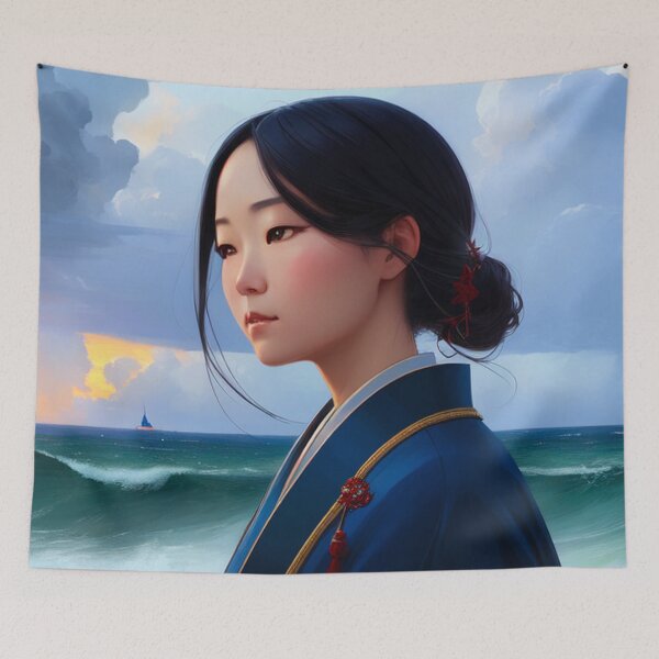 Item preview, Captivating Japanese Woman Overlooking the Stormy Sea designed and sold by Nathan Z..