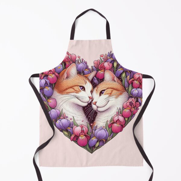 Item preview, Iris Orchids Flowers Orange Kittens Love Heart Drawing Illustration Cats designed and sold by CoffeeIsATrip.