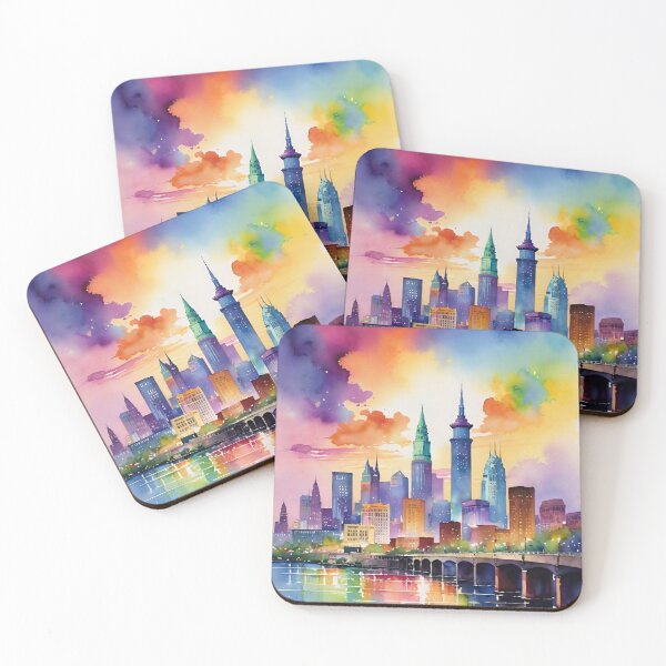 Item preview, Cleveland Skyline Watercolor designed and sold by Places On Earth.