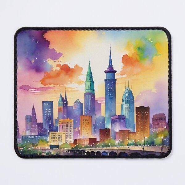 Item preview, Cleveland Skyline Watercolor designed and sold by Places On Earth.