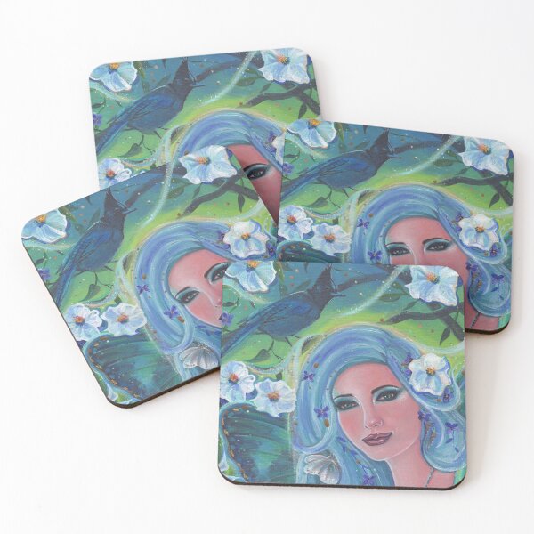 Item preview, Spring Fae with moonflowers and stellar jay by Renee Lavoie designed and sold by Renee Lavoie.