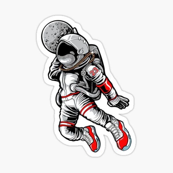 Vista previa del artículo con la obra «Astronauta en el espacio con la luna», diseñado y vendido por MKDSN.