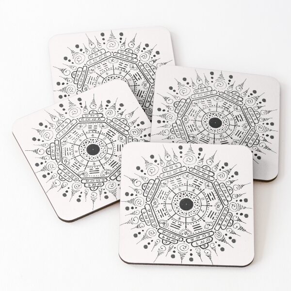 Item preview, black of 8 directions 8 faces of Round Traditional Thai tattoo designs -sak yant designed and sold by Bspaces.
