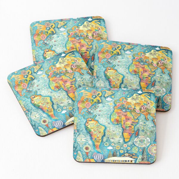 Item preview, Colorful Watercolor World Map designed and sold by ArtsyWishy.