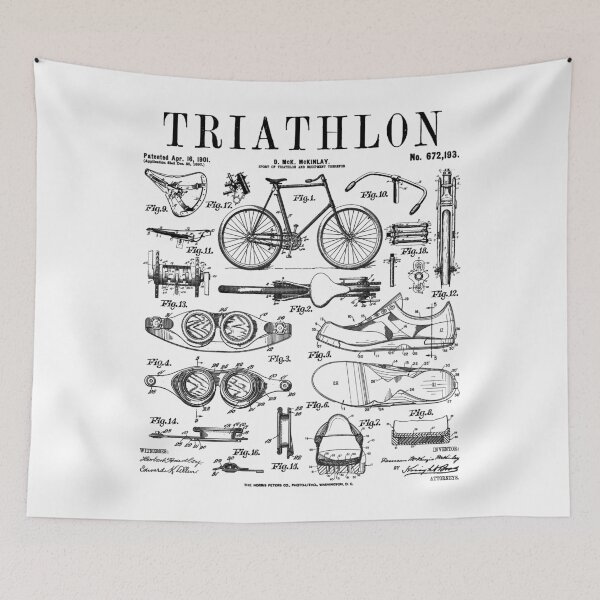 Item preview, Triathlon Swim Bike Run Triathlete Funny Vintage Patent designed and sold by GrandeDuc.